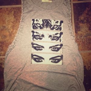 Gray Graphic T Tank Top
